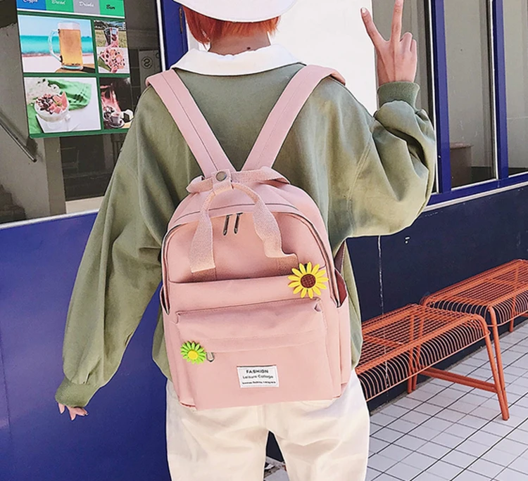 Южная Корея прекрасный ins мягкая сумка женский студенческий японский Harajuku рюкзак с подсолнухами маленький свежий ulzzang фиолетовый рюкзак