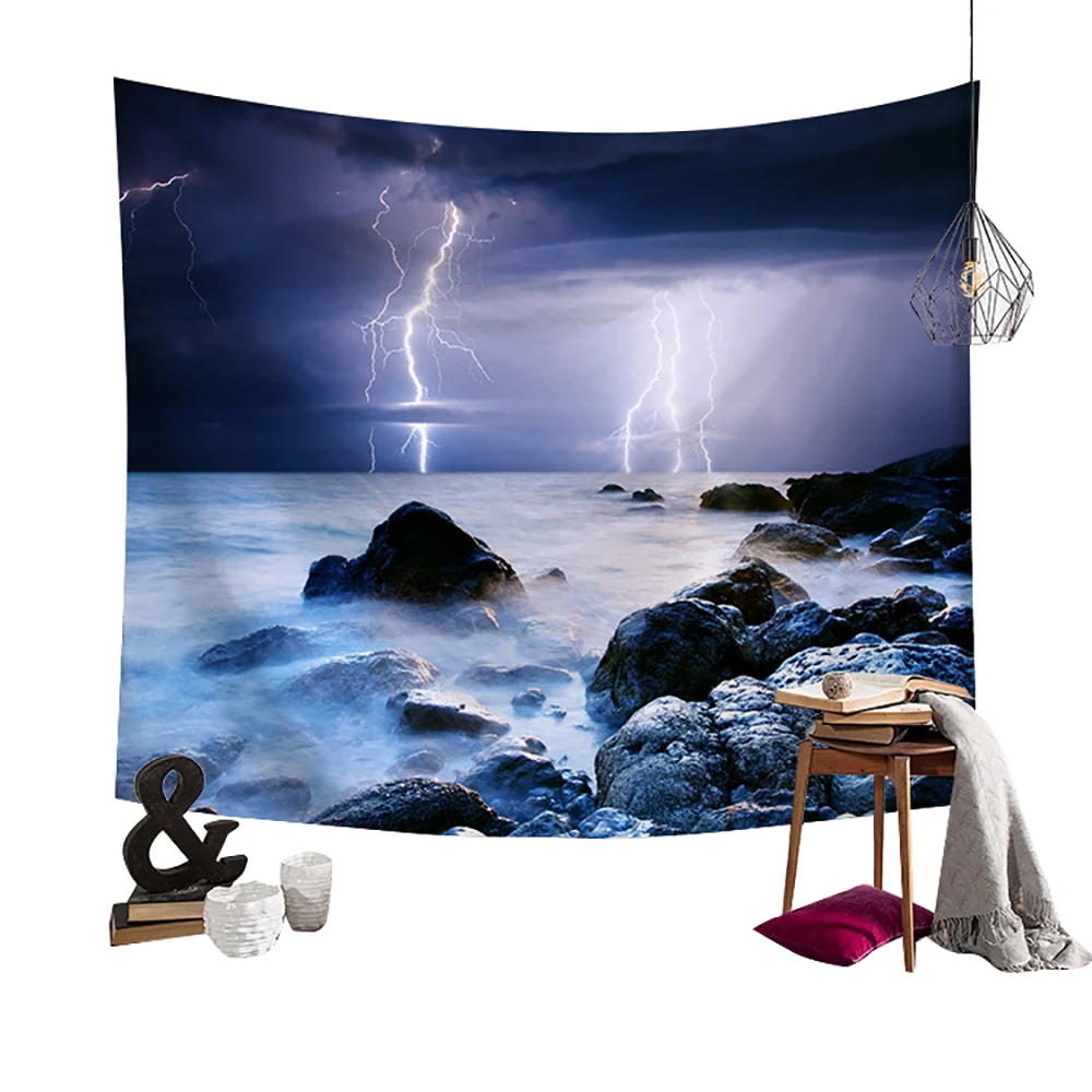 

Scenery Print Tapestry Psychedelic Landscape Wall Hanging Polyester Blanket Bedspread Living Room Bedroom Carpet Decoration