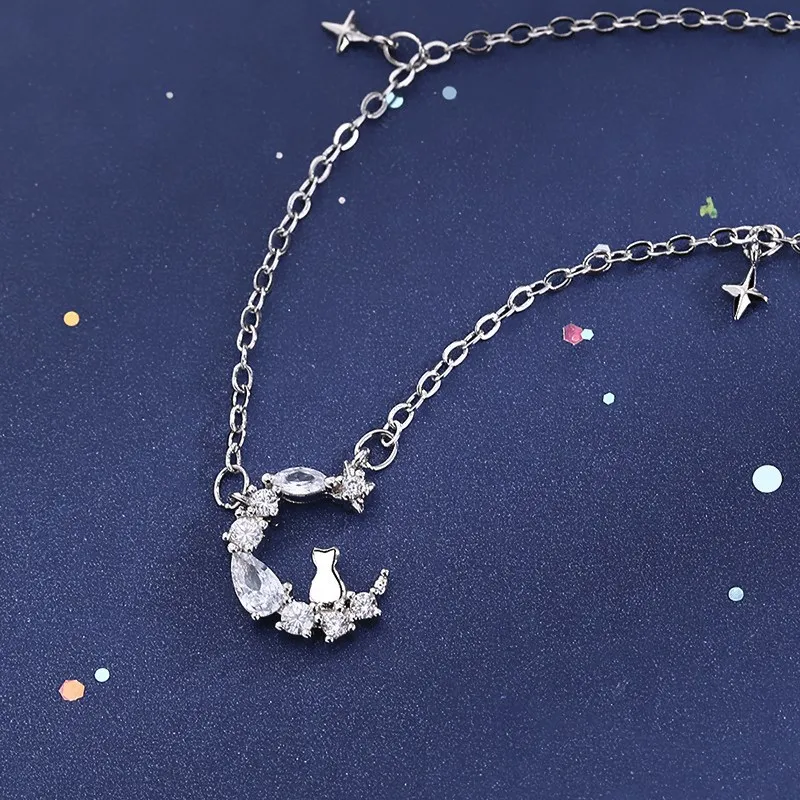 Женская цепочка с подвеской YIZIZAI серебряное ожерелье кубической луной звездой