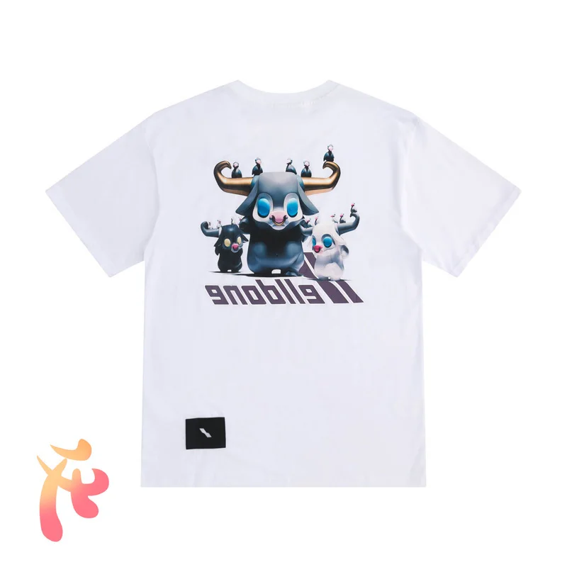 

We11done T-shirt Oversize Cartoon Cow Digital Direct Injection Printing Top Tees Welldone Loose Short-sleeved Men Women T Shirt