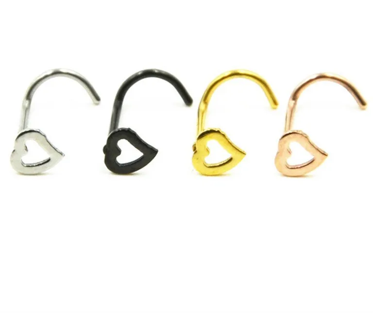 Модное разноцветное кольцо в нос из нержавеющей стали с кристаллами и сердечками