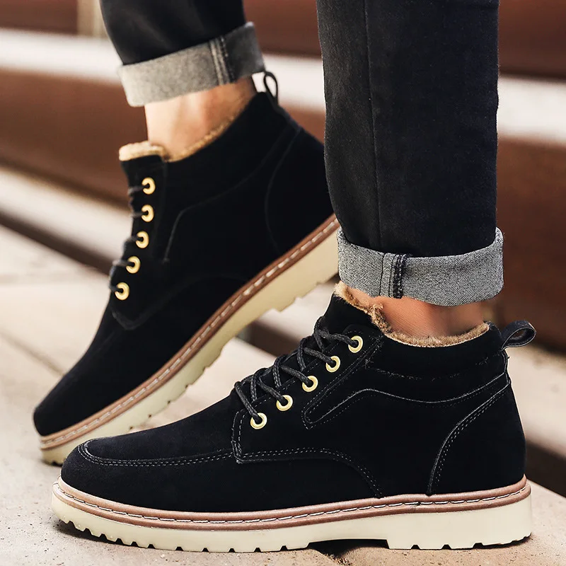 

New 2020 Winter Boots Men Warm Shoes Casual Men Winter Shoes Warm Plush Cold Male Ankle Boots Fashion Brand Male Footwear A1593