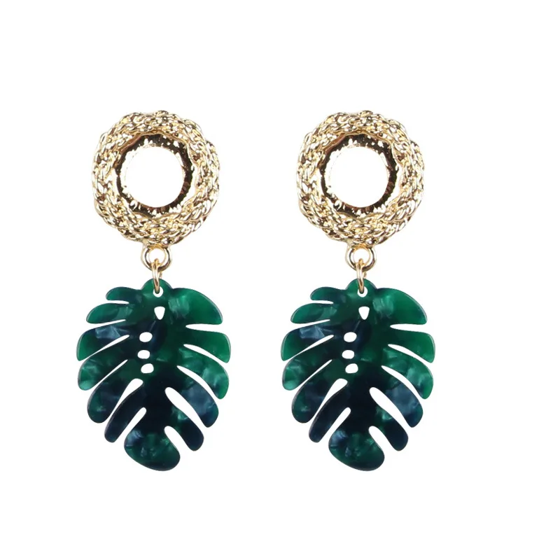 

Korean Spring and Summer Green Leaf Earrings Female Fresh Long Tassel Earring for Women Girls Temperament Fairy Jewelry Gift
