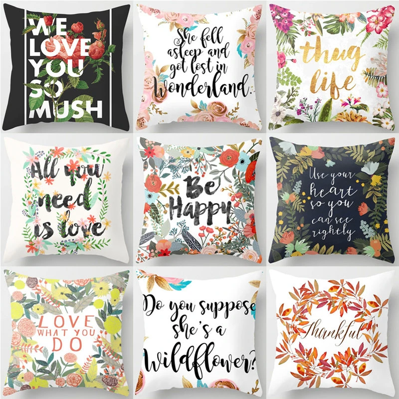 

Наволочка из полиэстера с цветочным принтом, декоративная подушка для украшения дома, дивана, сиденья, декоративная подушка, чехол 40858