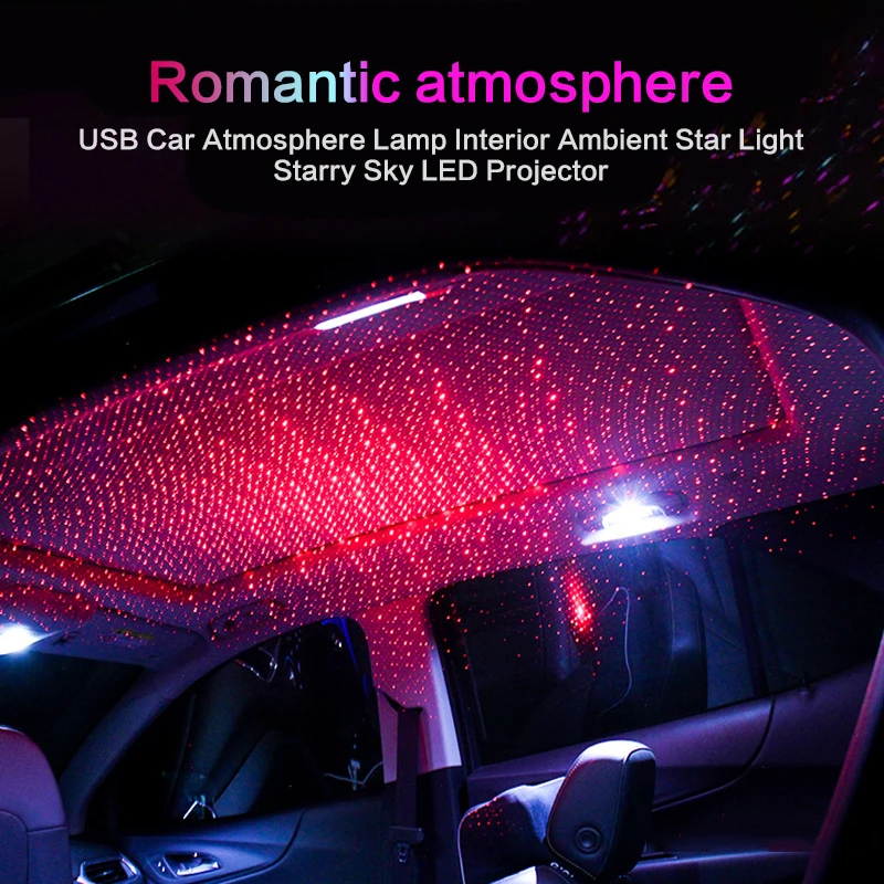 

Car Ambient Light Car Starry USB Modified Roof Interior Decor Light Star Sky Ceiling Projector Free Installation Atmosphere Lamp