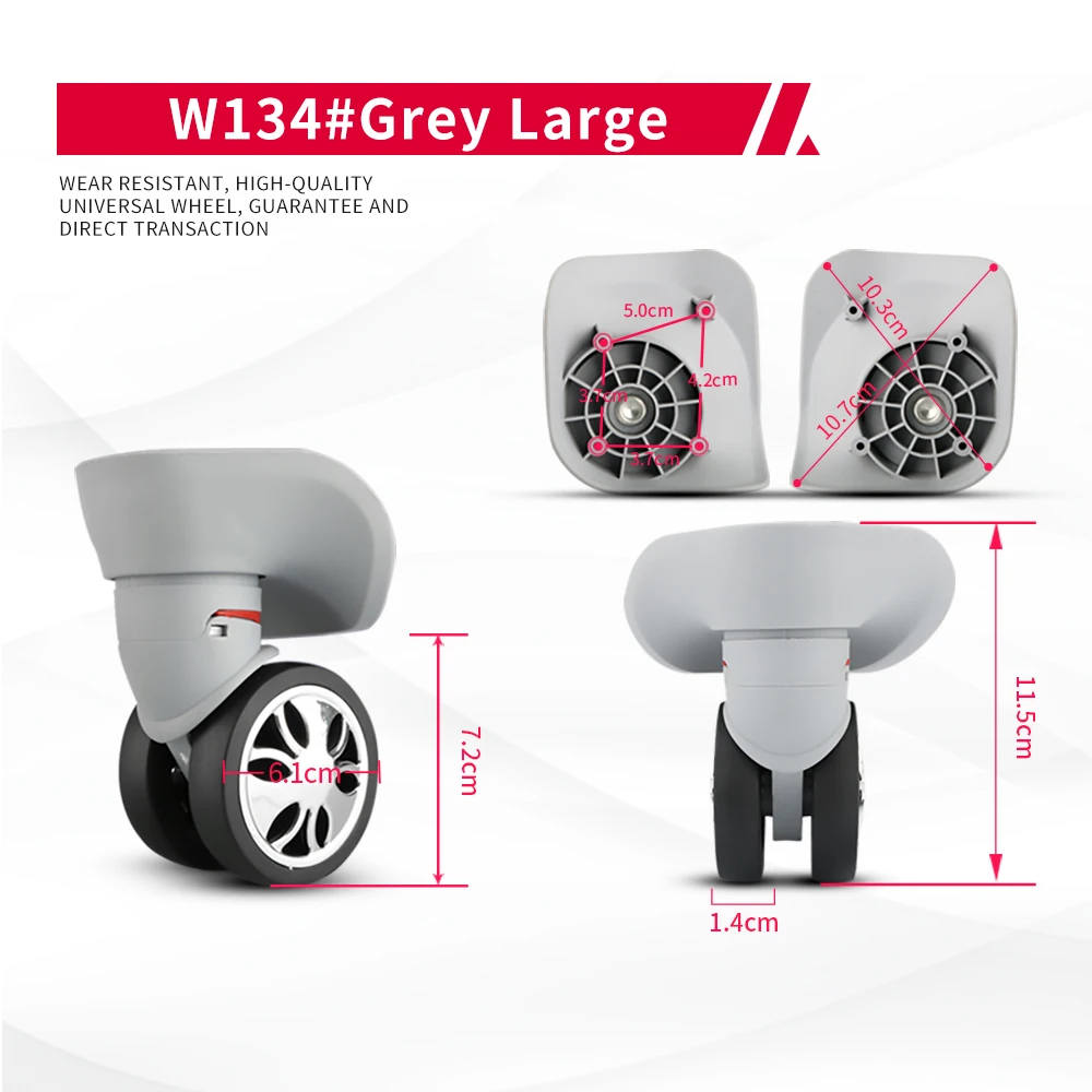 DILONG W134 Luggage Repair Parts Wheel Unicycle Replacement  Universal Wheels High Elastic Durable Rubber Black Grey Casters