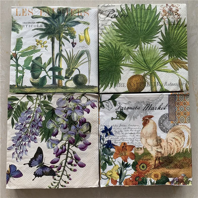 25 см Рождество винтажная салфетка бумага элегантная ткань цветок фрукты петух