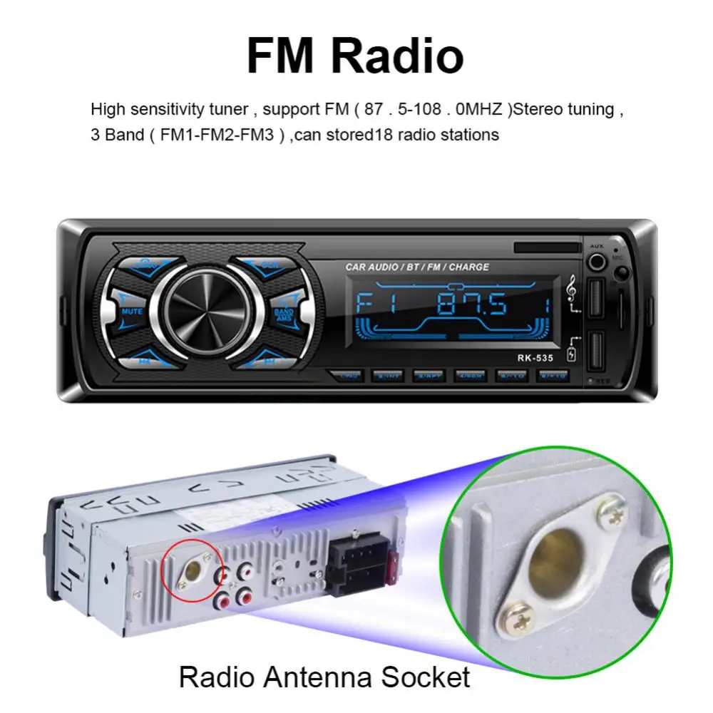 RK-535 Dual USB MP3 плеер универсальный автомобильный Micro-SD карта u-диск аудио FM радио