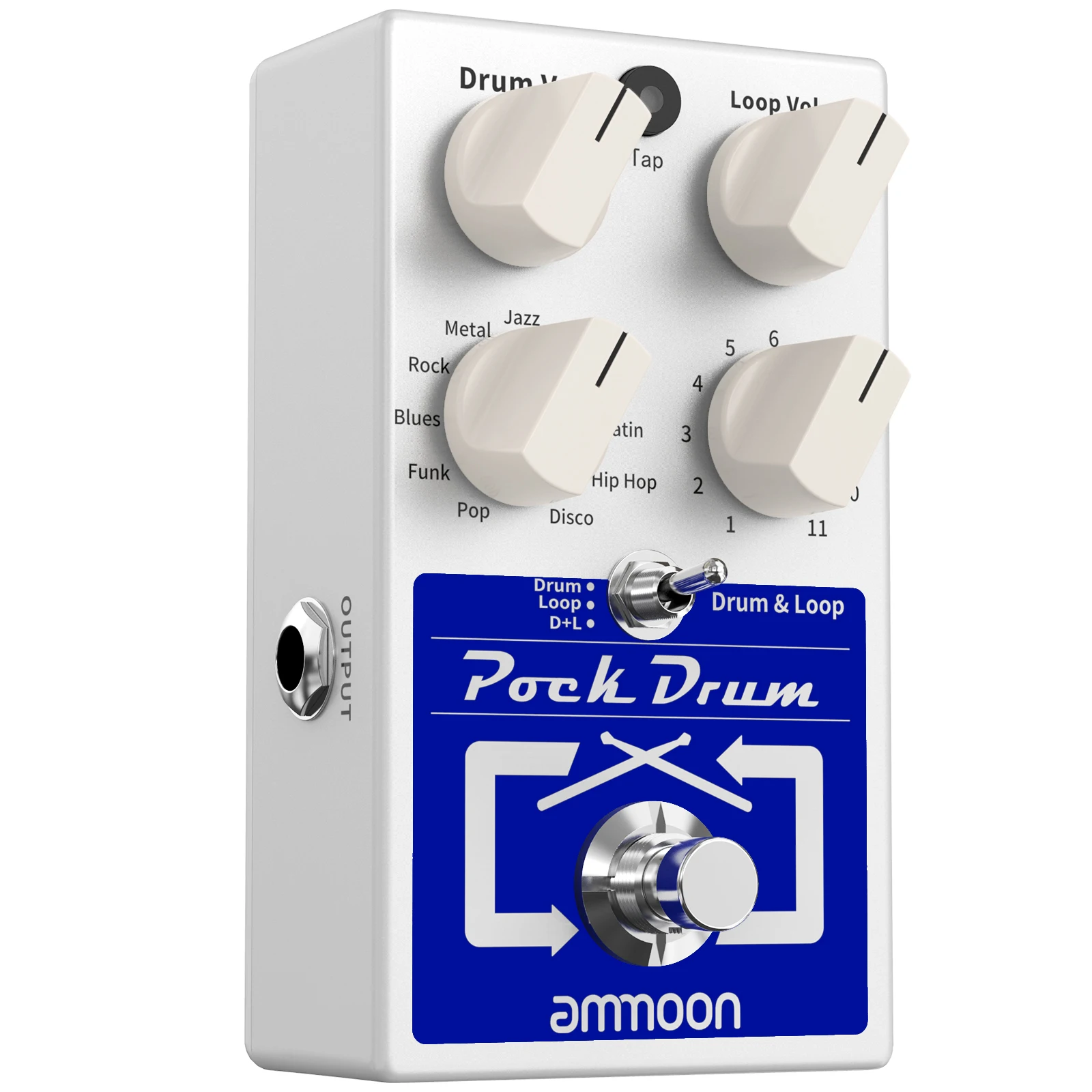

ammoon PockDrum Drum Loop Guitar Effect Pedal 3 Modes 11 Drum Styles 11 Rhythm Types Built-in Looper 20min Recording Unlimited