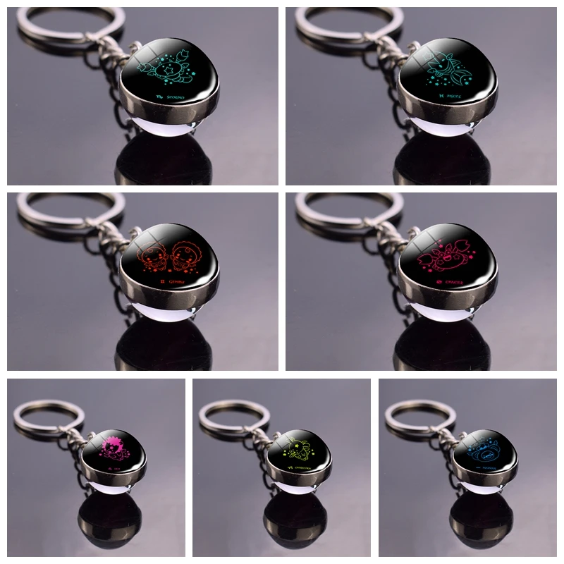 Брелки для ключей 12 созвездий из мультфильма Рак Овен Телец Gemini Стрелец Козерог