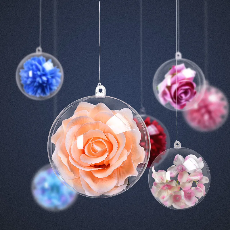 10Pairs New Year 2021 Christmas Tree Decorations Balls Transparent Open Gift Box Hanging Ornament for Home | Дом и сад