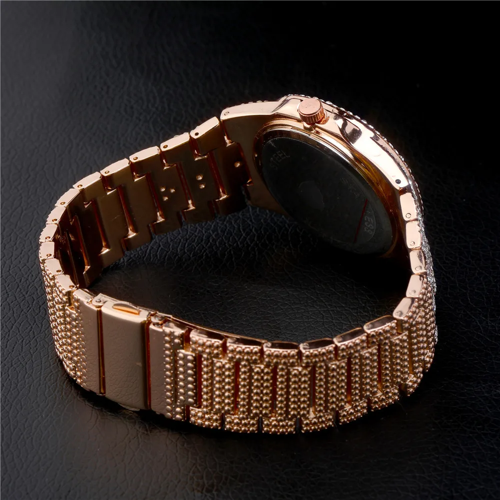 GUCY бренд Iced Out алмазные часы Кварцевые Золотые хип-хоп часы с Micropave нержавеющая сталь Часы relogio