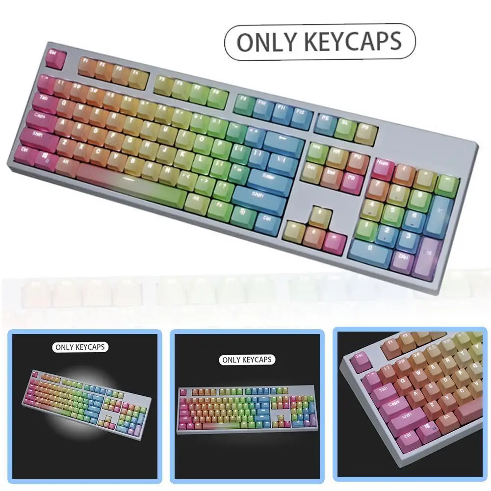 

104 Keys Sunset Gradient Backlit Keycaps Thick PBT OEM Profile for CHERRY MX Switches of Mechanical Keyboard with Key Puller