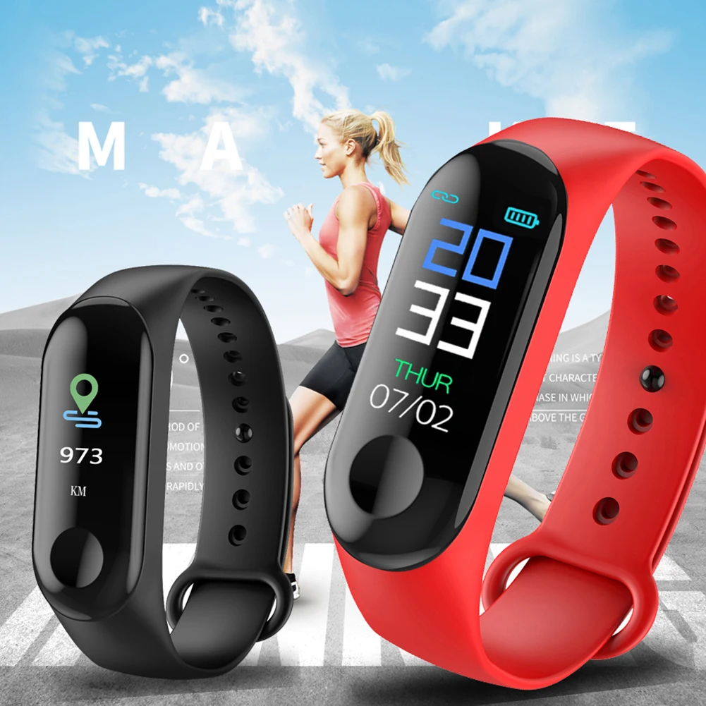 M3 smart sports bracelet P67 waterproof Blood pressure Heart Rate Monitoring Pedometer watch Wristband Fitness Tracker | Мобильные
