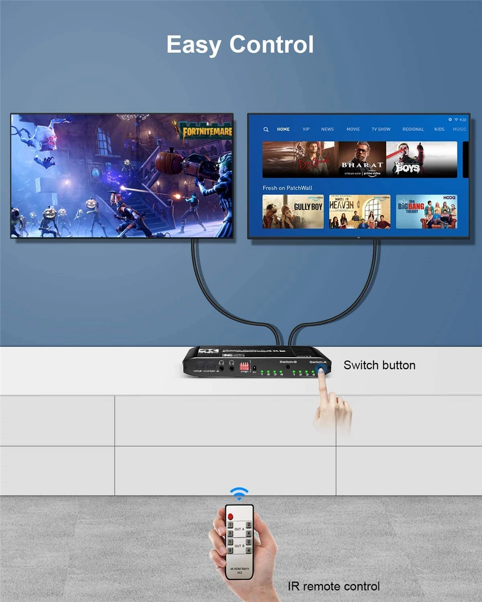Матричный коммутатор 2021 дюйма 4x2 сплиттер с SPDIF и L/R 3 5 мм HDR HDMI совместимый
