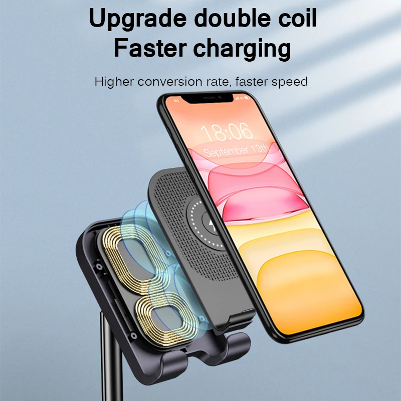 

Phone Desktop Charging Equipment Wireless Charger Desktop Adjustable Folding Phone Stand Holder 2 in 1