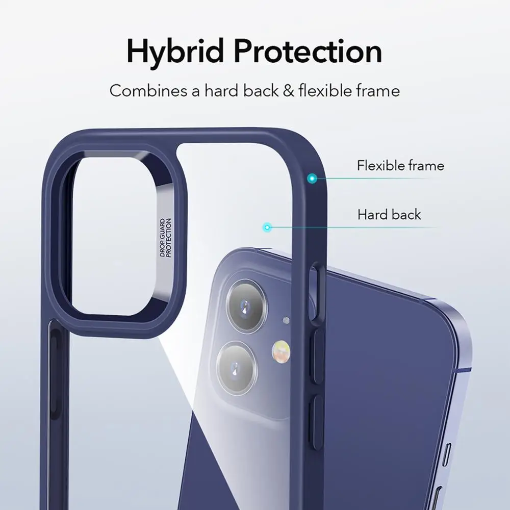 

Phone Case for iPhone 12 Pro Max Classic Hybrid Shock-Absorbing Case for iPhone 12 mini Crystal Clear Back Cover Funda Coque