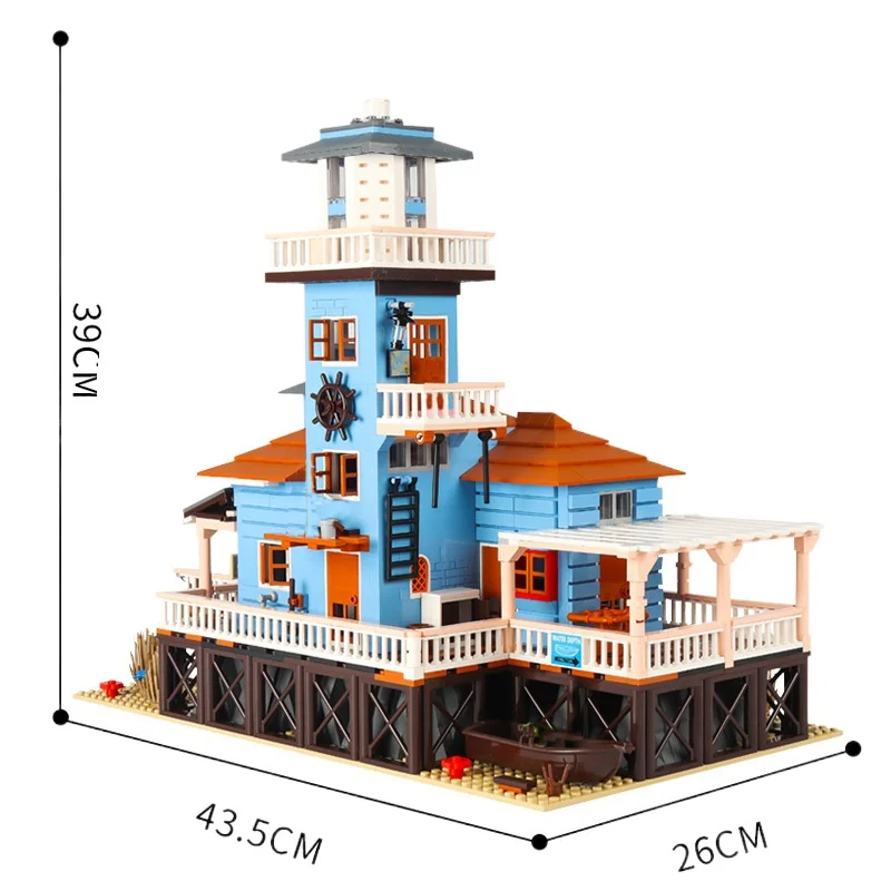 

City Street View Theme Series Old Lighthouse Fishing Shipyard Puzzle Model Building Blocks Brick Toys 2375PCS Kids Gift Set