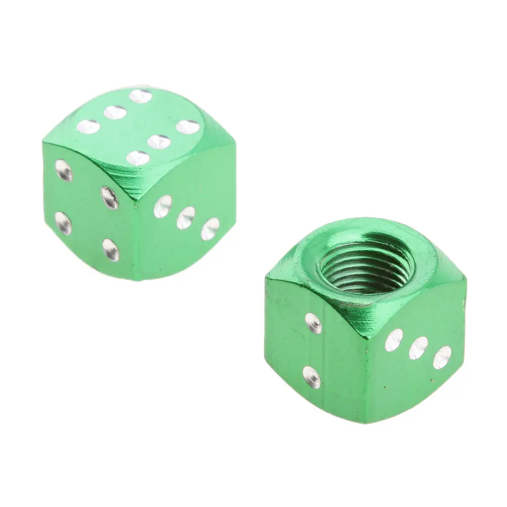 

4Pcs Dice Shape Tyre Valve Covers Caps Stems For Car Bike Truck Motorcycle Green