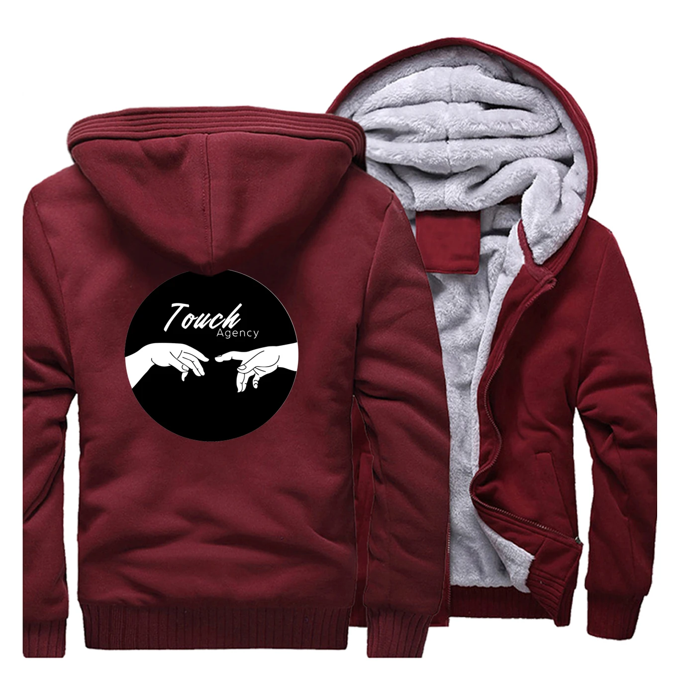 

Touch Agency Winter Jacket Letter Print Clothing Funny Michelangelo Men's Thick Fleece Hoodies Sweatshirts Warm Camouflage Coat