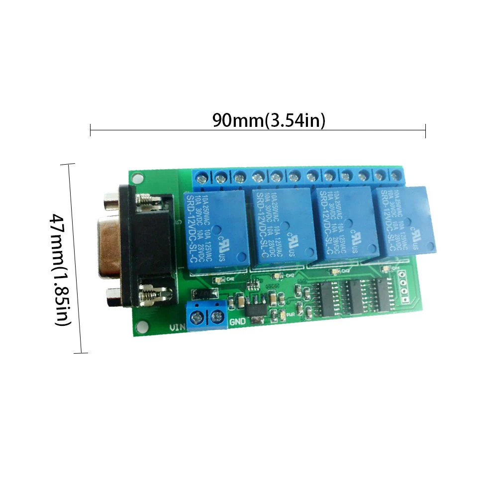 

Relay Delay Switch CE039_12V 4 Channel DC12V 10A Wifi Relay Module Board Controller Smart Home DB9 Interface Serial Port