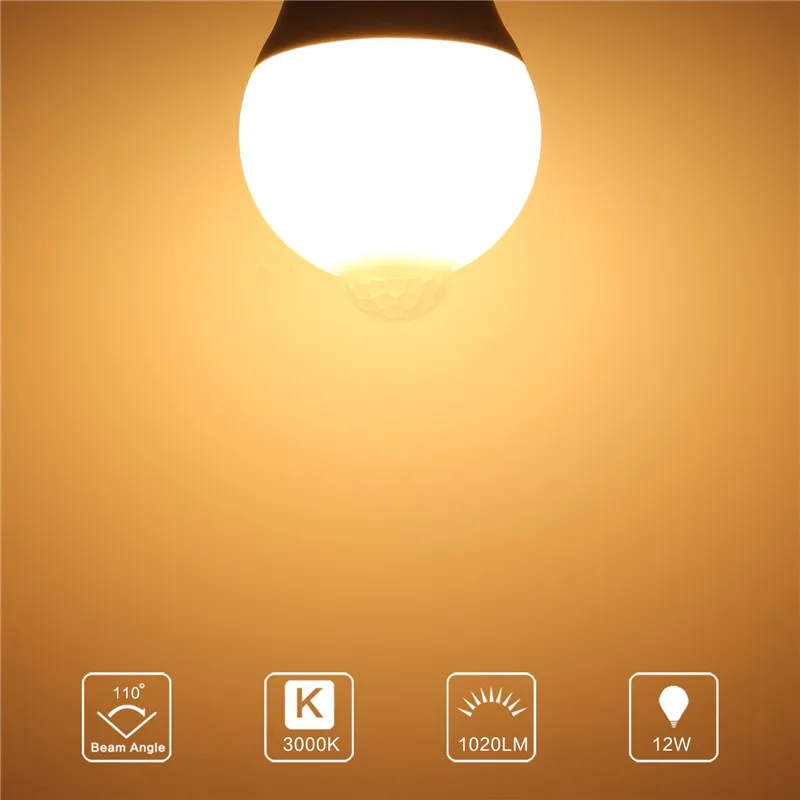 1- 10X PIR Motion Sensor LED Light Bulb 220V 110V 12W 18W Smart Activated ON/OFF Home Lights Lamp with | Освещение