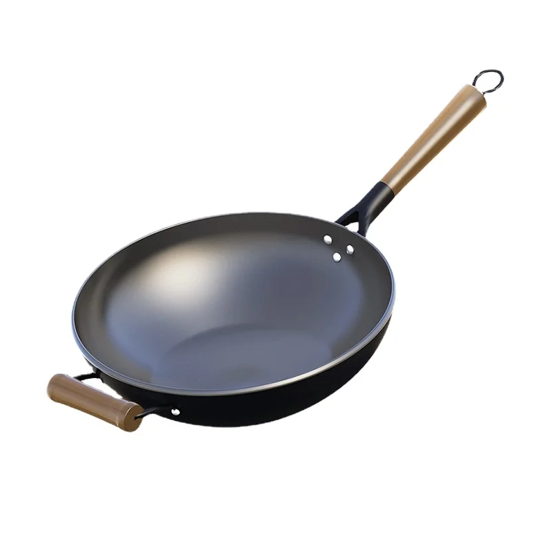 

Traditional Chinese Wok Iron Cookware Gas Stove Non Stick Frying Pan Cast Iron Wok Kitchen Cooking Pot Poele Cookware BC50CG