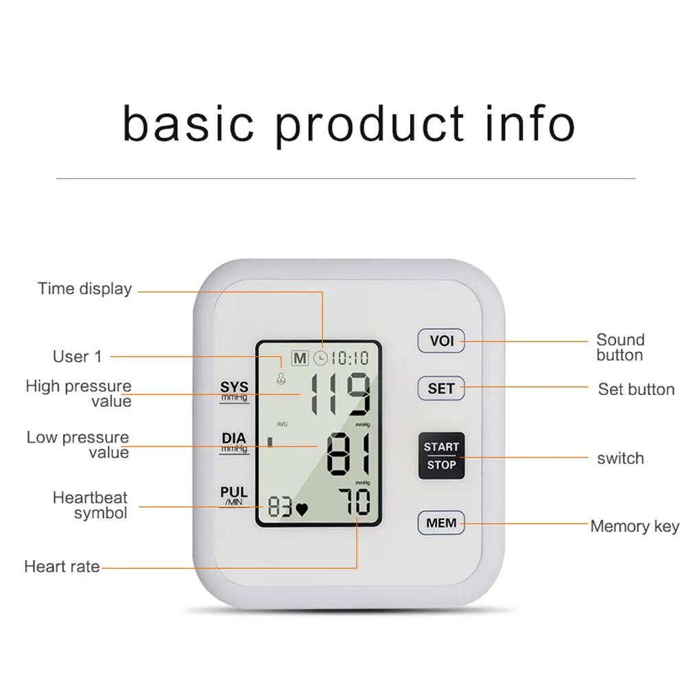 Автоматический тонометр для измерения артериального давления прибор пульса в