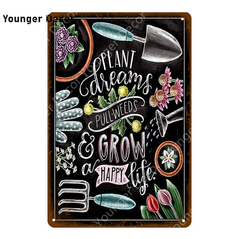 Прачечная очистка металлические знаки кухня трава плакат с изображением сада