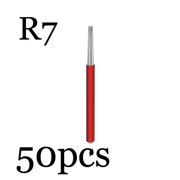 R7 50pcs 50p 3R 5R 7R 9R 17R 19R 21R иглы для татуажа полуперманентный макияж микроблейдинг лезвие ручная ручка тумана иглы аксессуары для татуажа поставка - Габаритные размеры: R7 50pcs