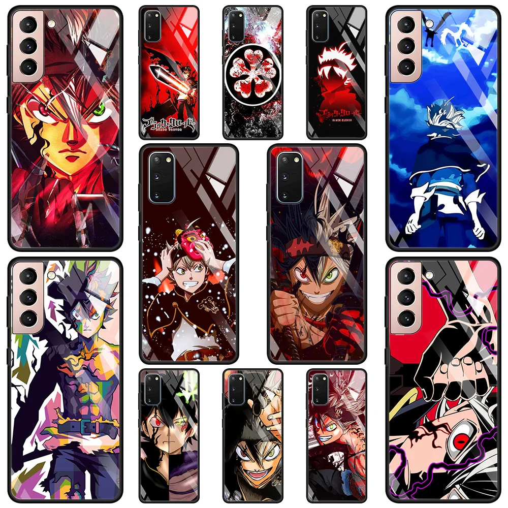 

Tempered Glass Case For Samsung S20 FE S21 FE S21 S20 Ultra Coque For Galaxy S21 S20 S10 S9 Plus S10e Shell Black Clover