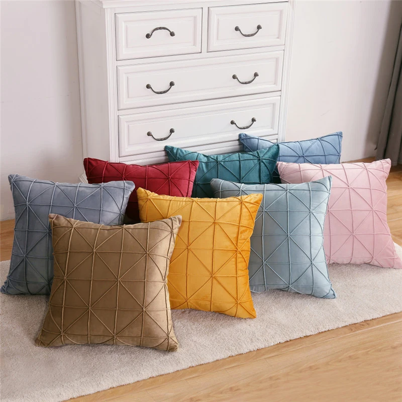 Современная модная цветная бархатная наволочка конфетного цвета синий серый