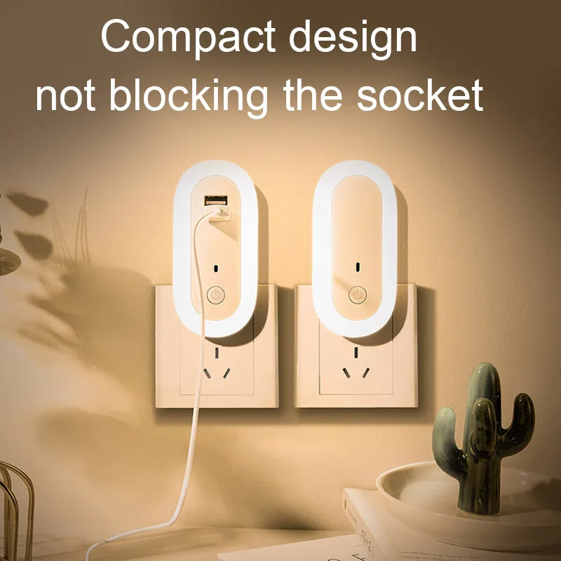 Светодиодный ночсветильник с двойным USB зарядным устройством настенная лампа