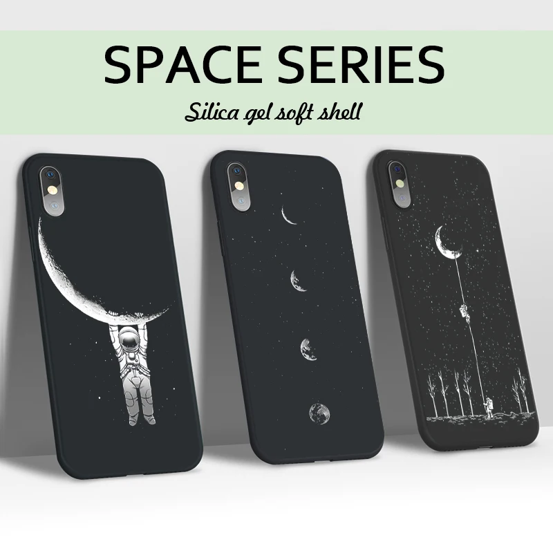 New Space Astronaut Phone Cases For iPhone 7 6s 8 Plus XR Case iphone 11 Pro Max X XS case Planet Star Frosted Soft Back | Мобильные