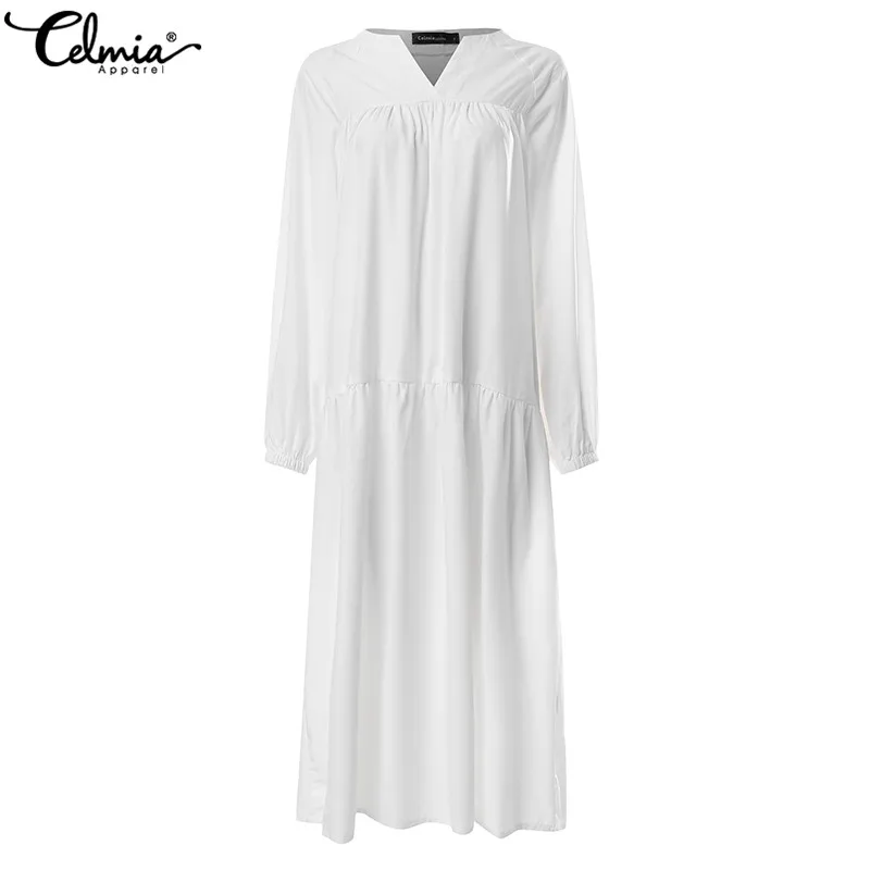 Женское Плиссированное Платье рубашка размера плюс Celmia повседневное свободное