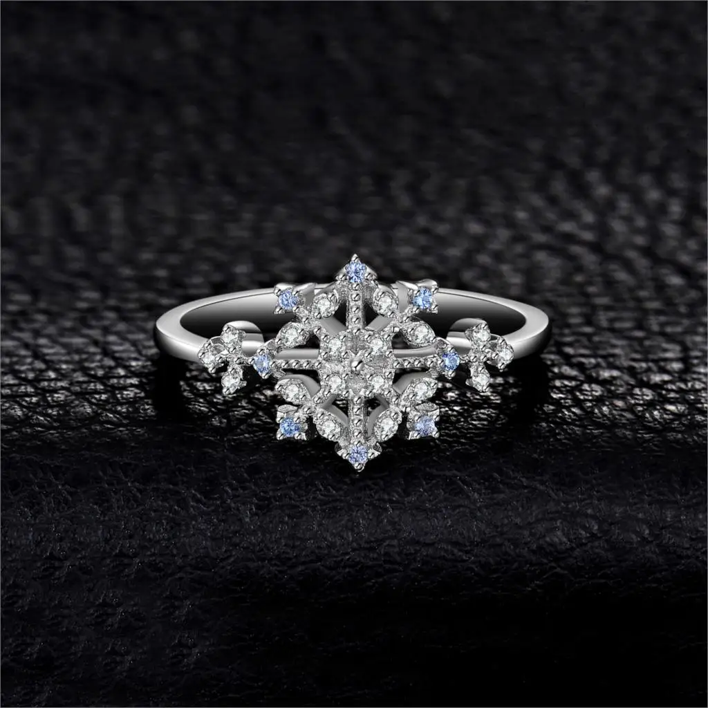 JewelryPalace зима любовь создан светло голубой шпинель фианит Снежинка обещание кольцо 925 пробы серебро Горячие Мода ювелирные изделия