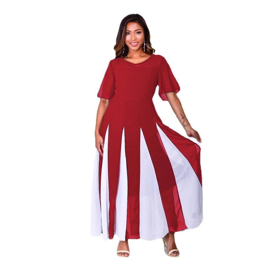 

New Plus Size Dress for Women 4XL 5XL Summer Casual Chiffon Dress Woman Patchwork Evening Party Maxi Dress Vestidos 2021