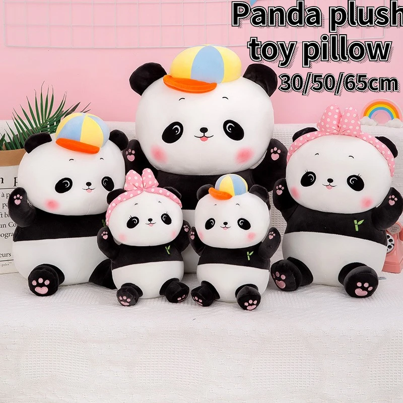 

2021 New Kawaii Cute Plush Toy Couple Panda Animal Pillow Four-sided Elastic Plush Panda Kawaii Genshin Impack Home Decoration