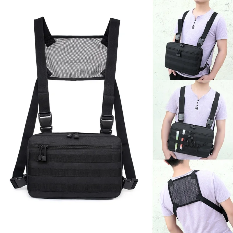 

Men Tactical Shoulder Bags Chest Rig Bag Hip Hop Streetwear Men Functional Waist Packs Adjustable Pockets Waistcoat West