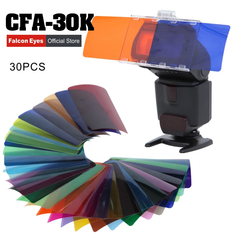 

Falcon Eyes CFA-30K Kit Flash Speedlite 30 Colors Color Gel with Barndoor & Reflector & Bag for Canon Nikon YONGNUO GODOX flash
