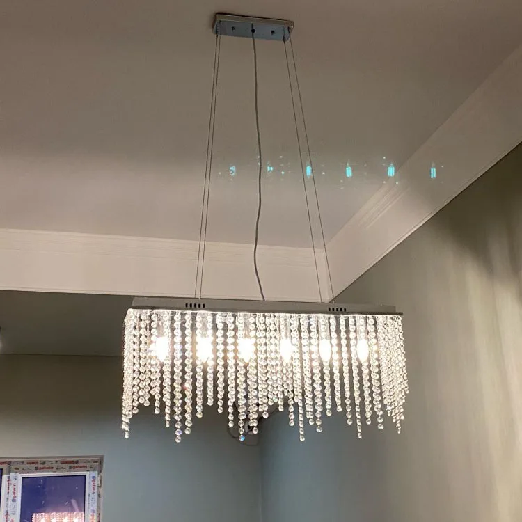 Crystal chandelier household living room kitchen dining room lamp modern simple creative rectangular lamp