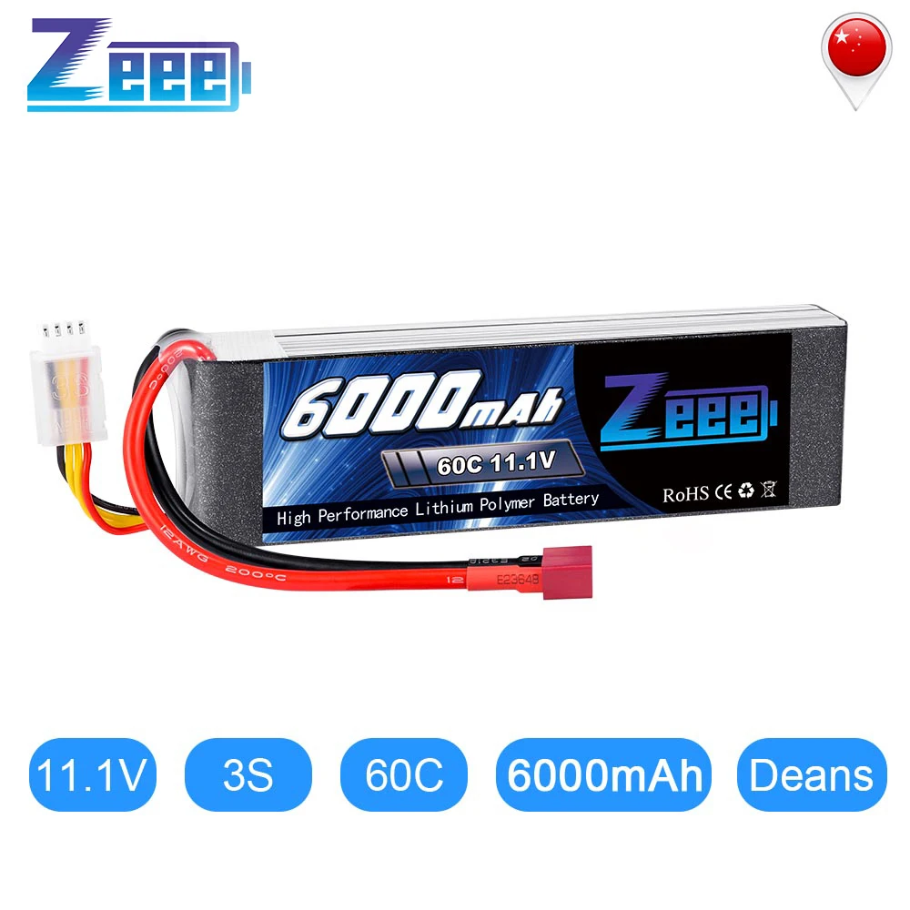 Zeee Lipo батарея 11 1 V 6000mAh 60C 3S Deans вилка для FPV Радиоуправляемый автомобиль