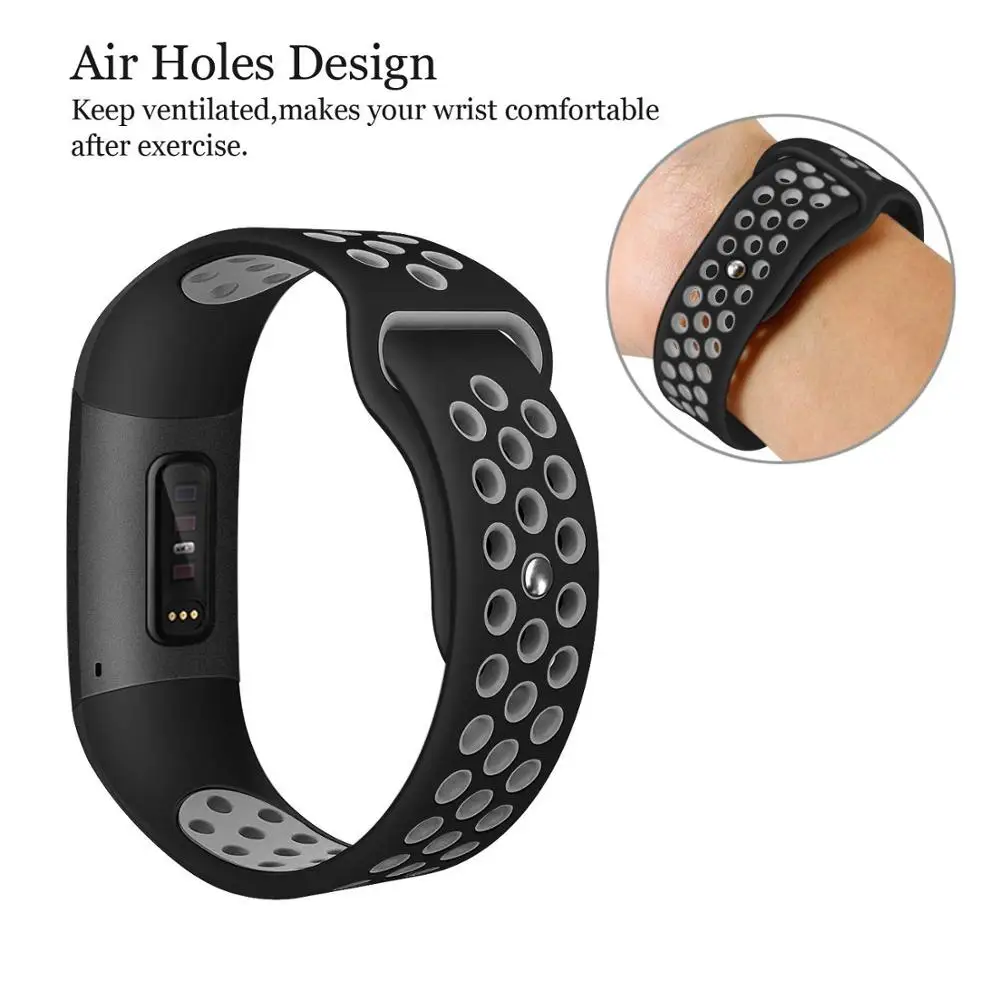 Ремешки для Fitbit Charge 3 и 4 Спортивные Мягкие силиконовые дышащие сменные ремешки