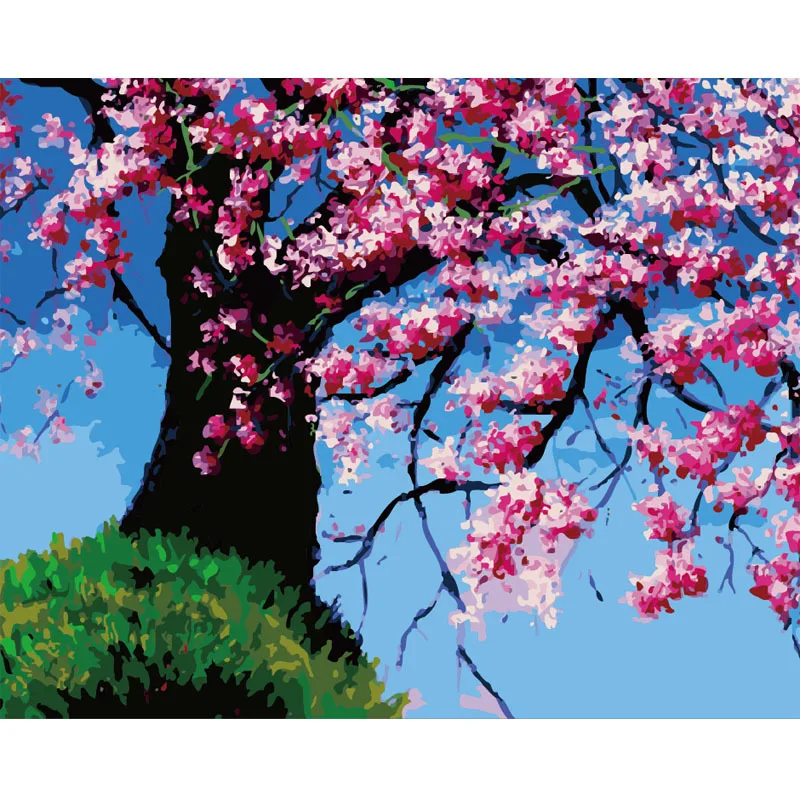 Классическая розовая фиолетовая серия краски по номерам цветок для взрослых DIY