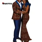 Новинка 2021, африканская одежда для пар Дашики для влюбленных, базин богатый ментопс и брюки + женское платье, африканские парные комплекты WYQ727