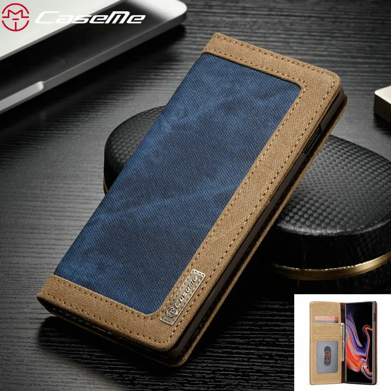 Роскошный Магнитный швейный тканевый джинсовый + кожаный бумажник флип чехол с