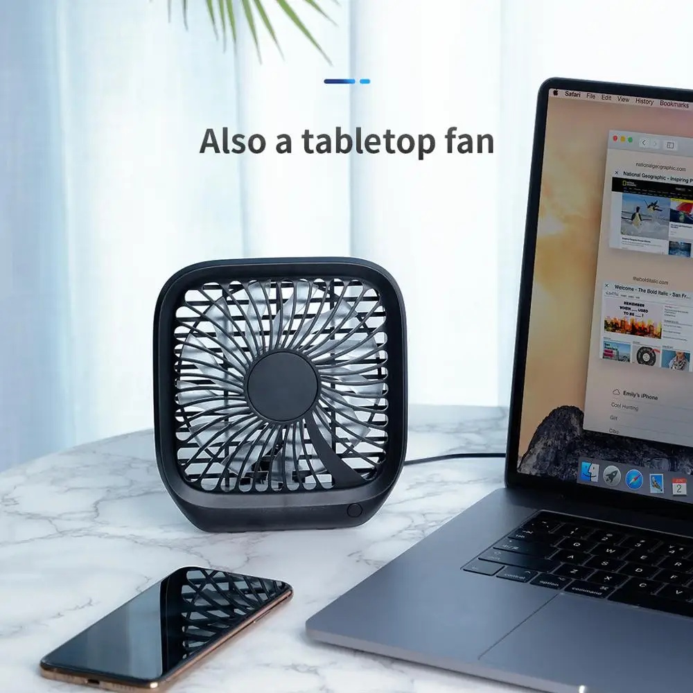 

Baseus Car Back Seat Mini USB Foldable Silent Fan Cooler Portable Air Cooling Fan Use Desktop Office Fan Three Grade Wind Speed