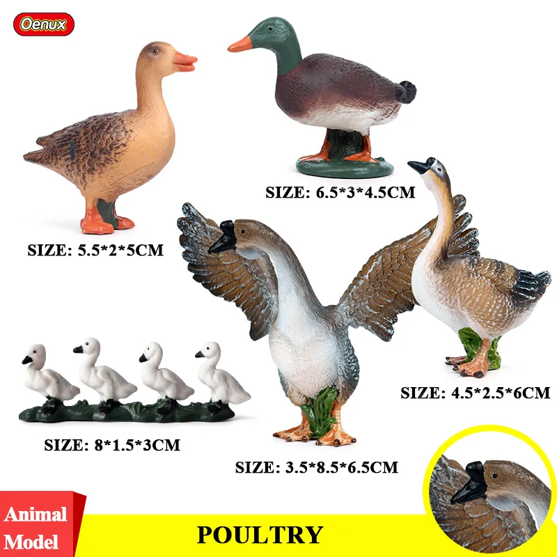 4pcs Oenux, модель фермерского дома, фигурка из зоопарка, фидер для мальчика, корова, для разделывания свиньи, утки, собаки, фермы, животные, Набор фигурок, Реалистичная игрушка, детский подарок - Цвет: 4pcs