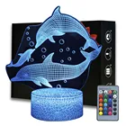 3d-иллюзия, дельфин, семейная настольная лампа, сенсорный светодиодный ночсветильник, домашняя комната, животные, декоративные креативные настольные лампы для подарка