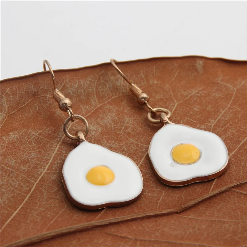 1 пара серьги с яйцом эмаль Kitch забавные золотые для ушей провода крючки подарок